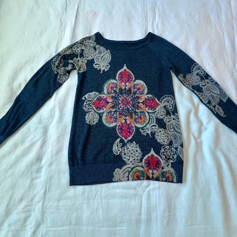 Desigual Sparkling Sequin Metallic Pattern Ink Bl… - image 6